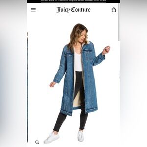 Juicy Couture Long sherpa lined denim duster jacket